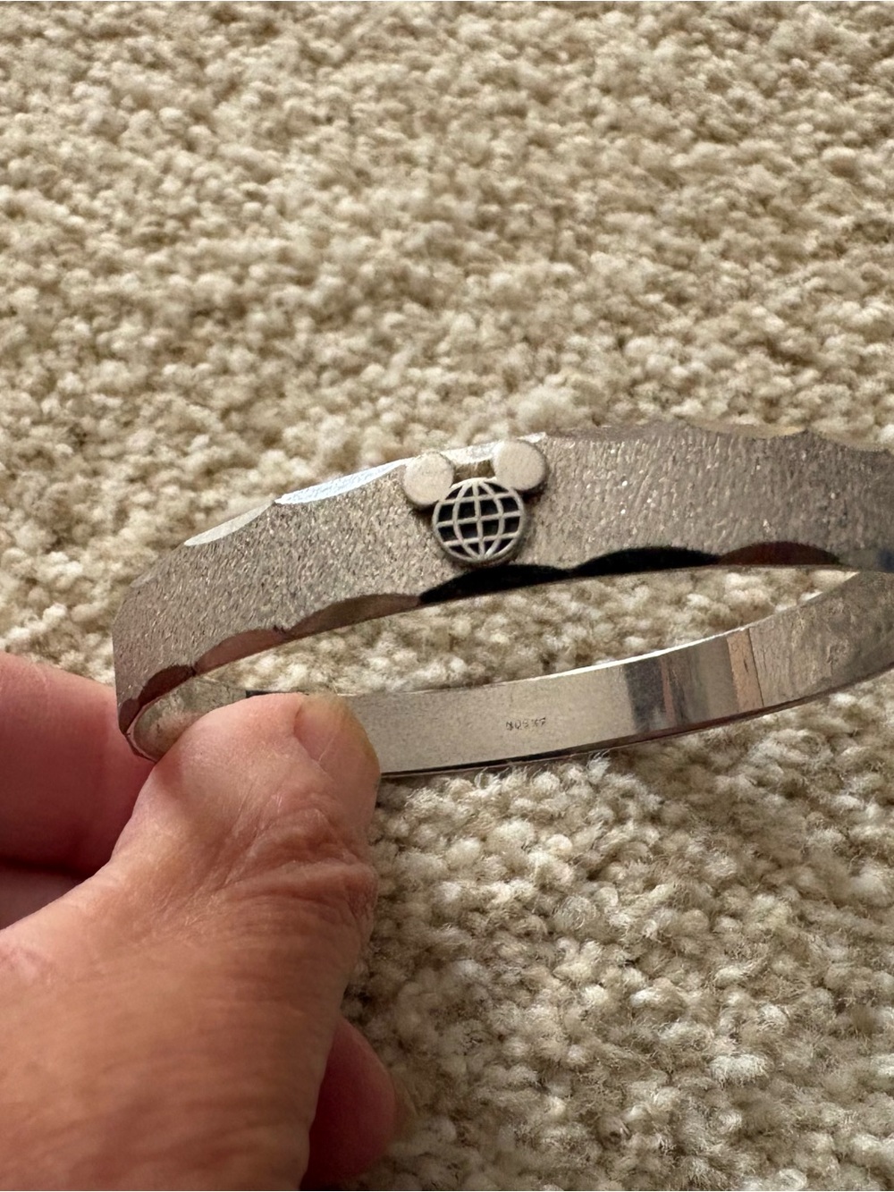 Vintage Disney Textured Silver-Tone  Bangle Bracelet by Anson